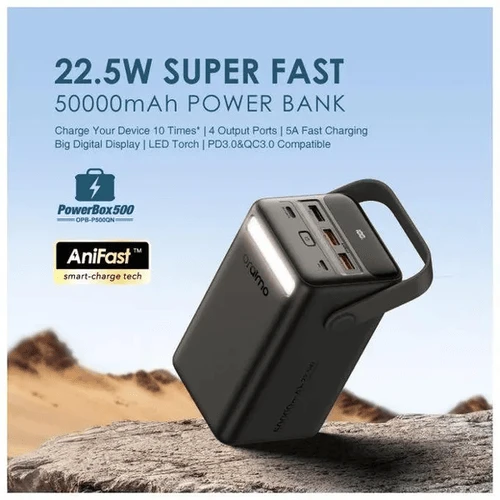 oraimo PowerBox 500 – Batterie Externe 50000mAh ⚡ 22.5W | Charge Ultra-Rapide | Jusqu’à 10 Recharges !