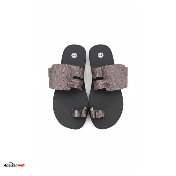 Sandales Homme "Savana Croco" – Nu-pieds Texturés Marron Taupe à Entredoigt
