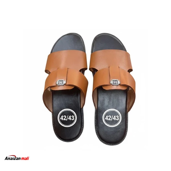 Sandales Homme Marron Havane avec Boucle Métallique – Style Classique Chic – Anaizan Mali