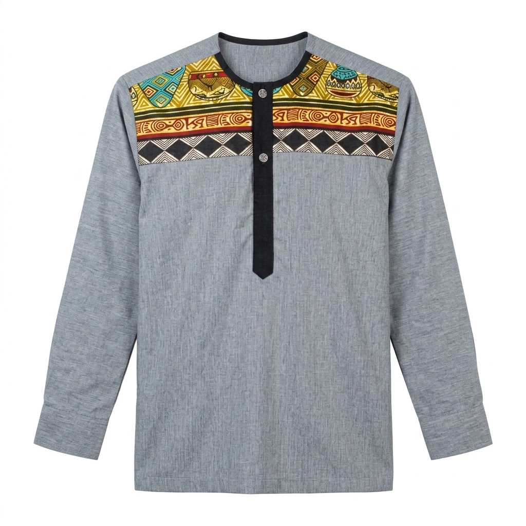 Chemise Gris Chiné à Moti...