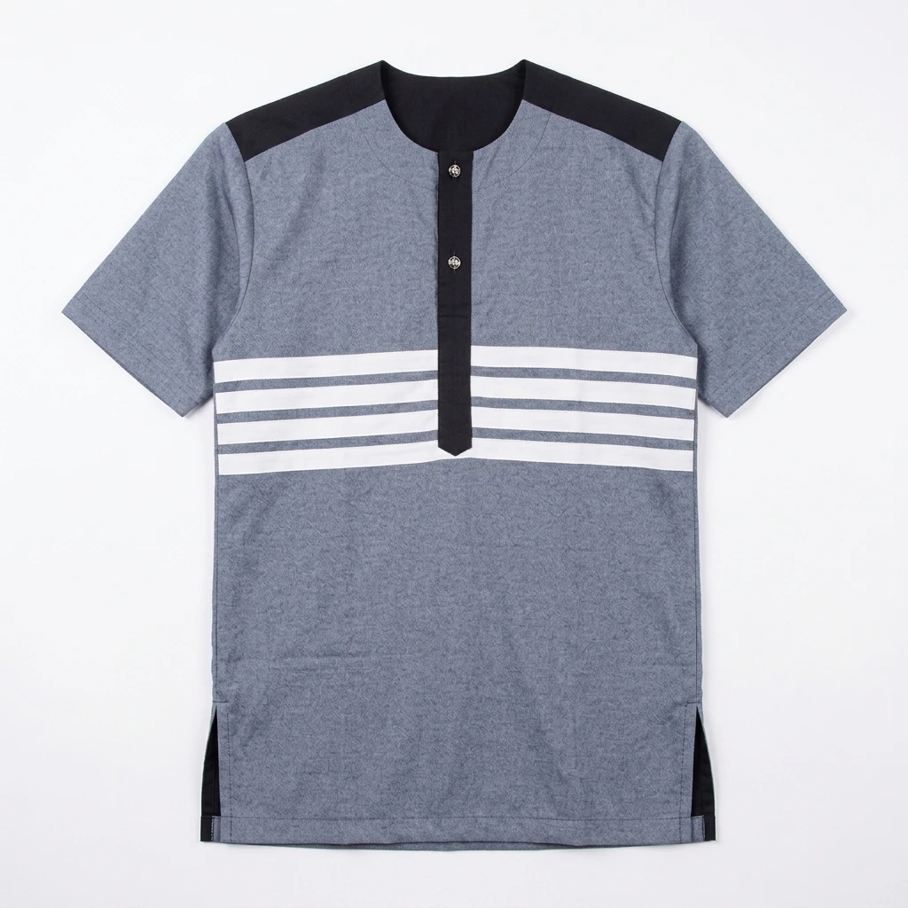 Chemise Gris à Rayures Blanches