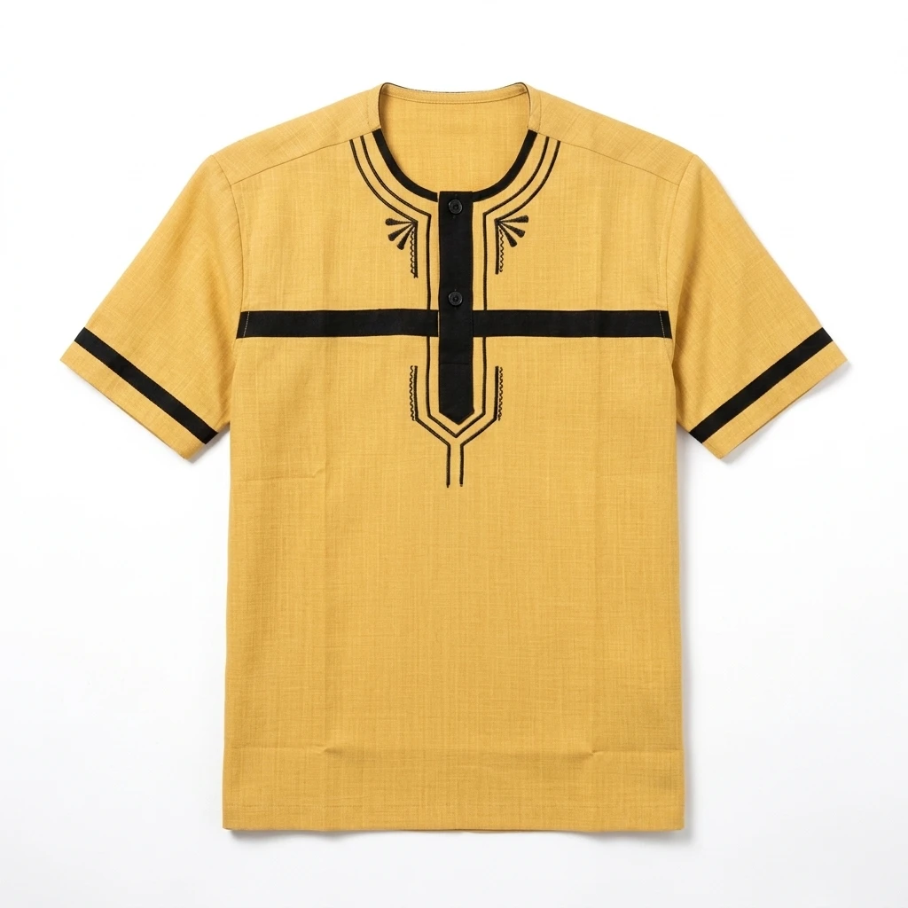 Chemise Jaune Broderies N...
