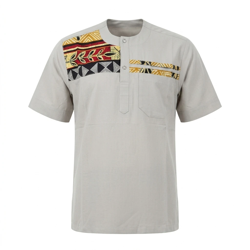 Chemise Beige à Motif Ethnique