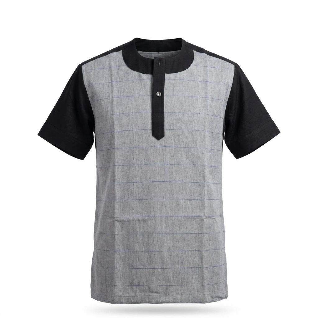 Chemise Grise et Noire à Fine Quadrillage
