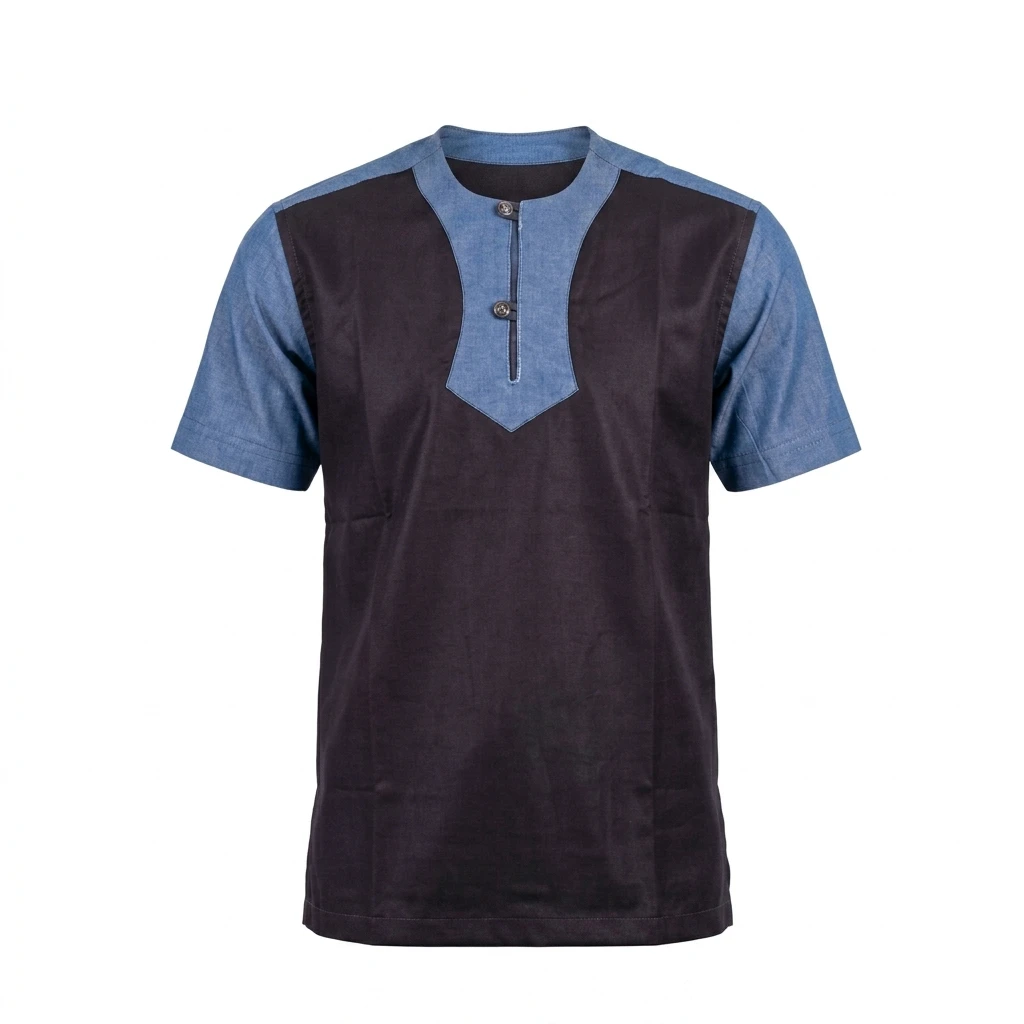 Chemise Bleue et Noire Bi-Matière