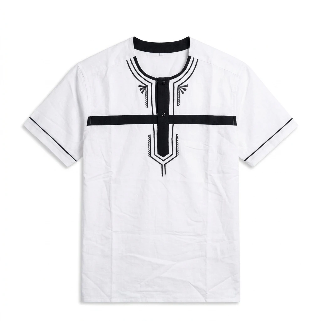Chemise Blanche Broderies Noires