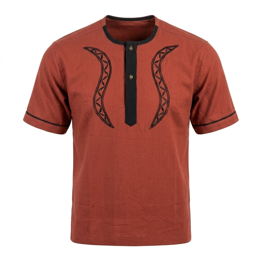 Chemise Terracotta Broderies Noires