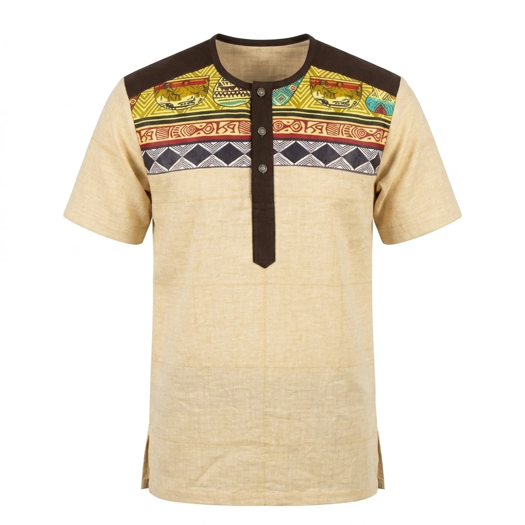 Chemise Beige Imprimé Ethnique