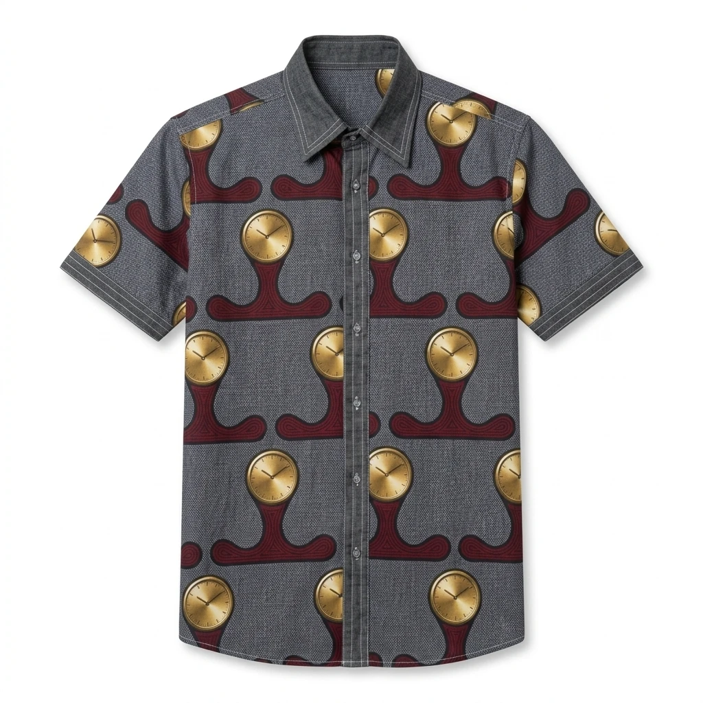 Chemise Grise Motif Horloge Wax