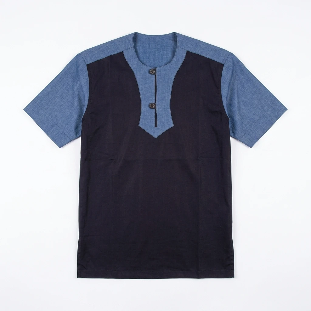 Chemise Bleue et Noire Bi-Matière