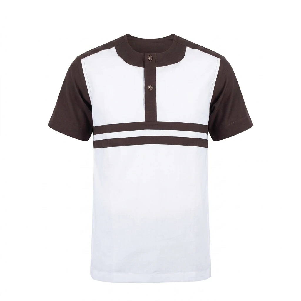 Chemise Blanche et Marron Bi-Matière