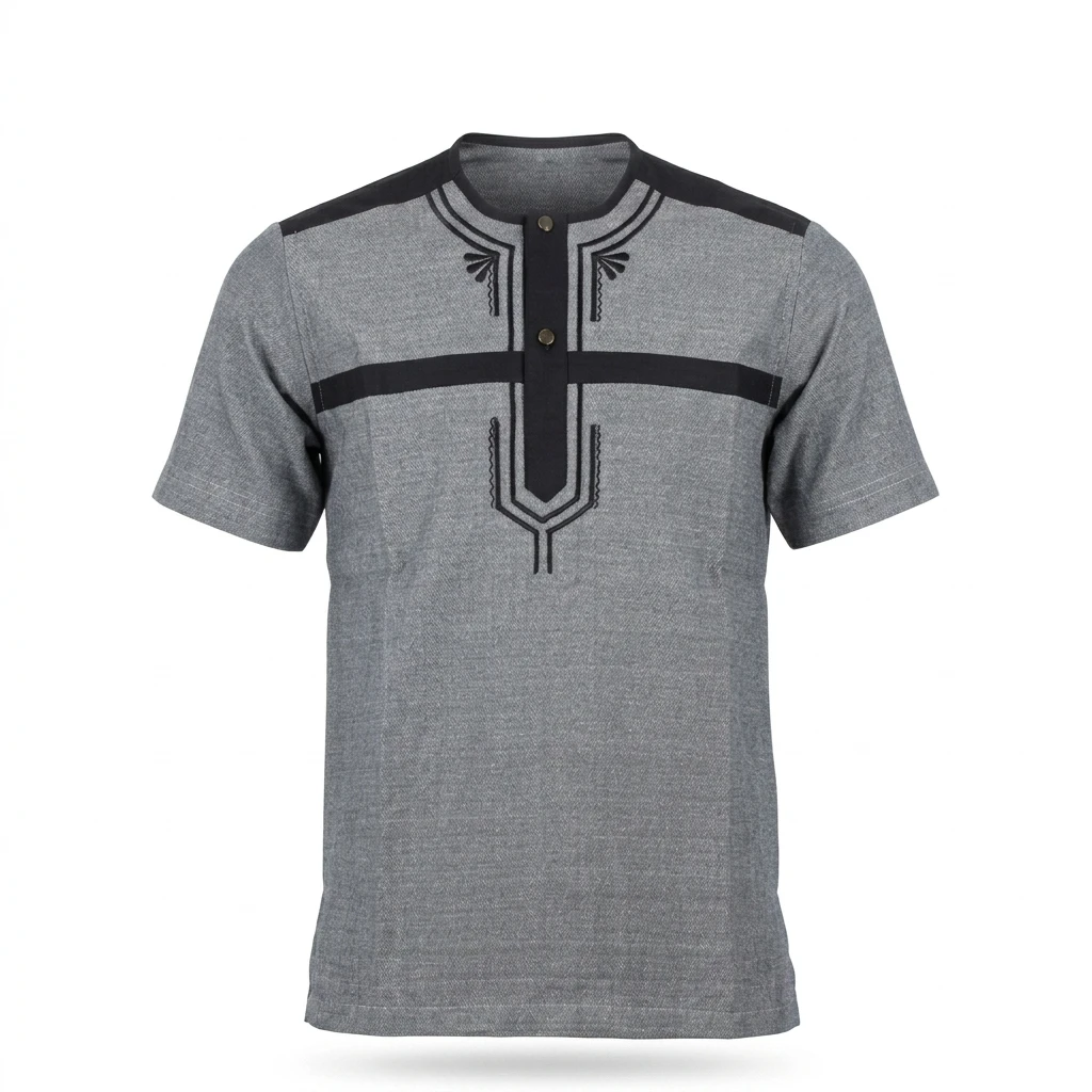 Chemise Grise Broderies N...