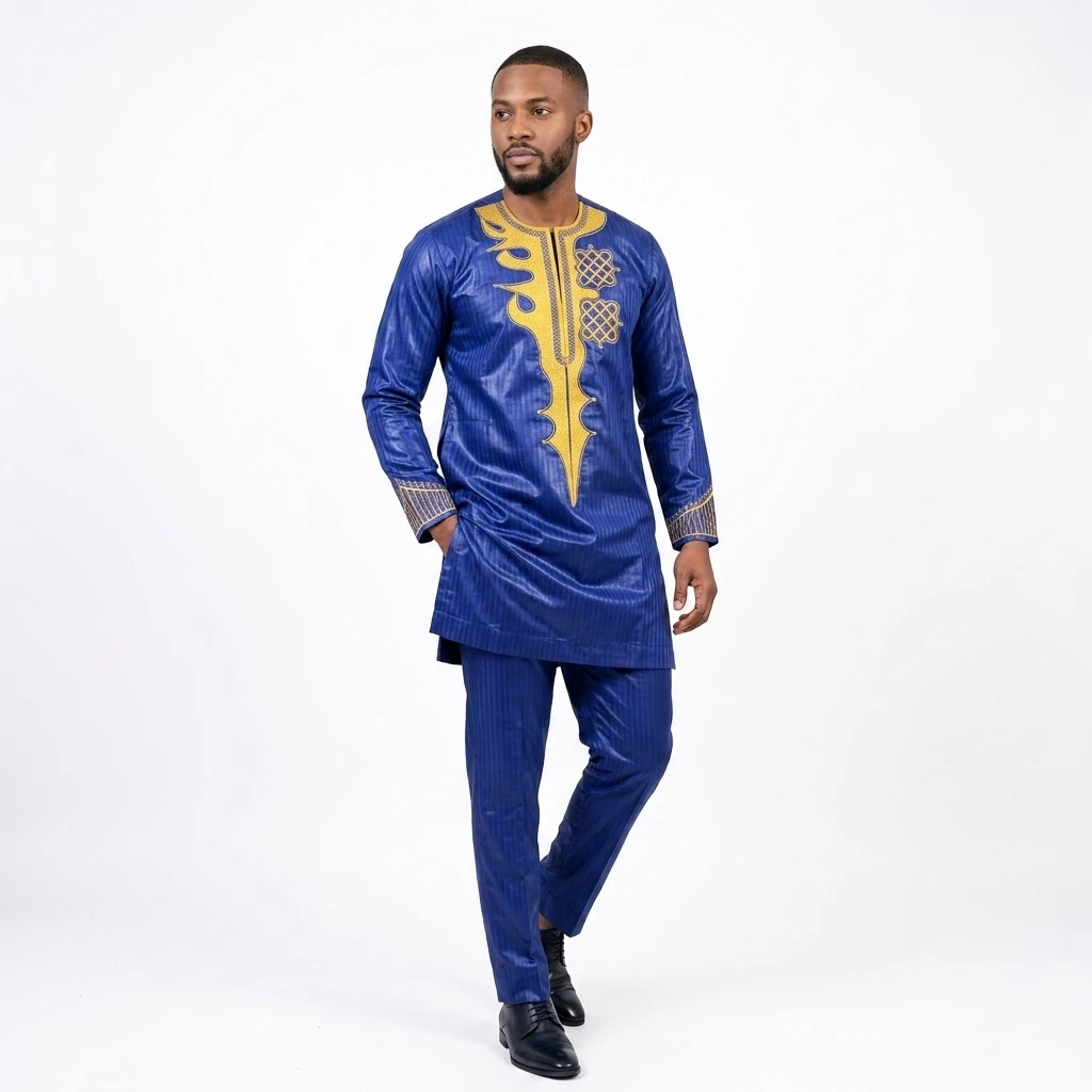Ensemble Bazin Bleu & Or pour Homme