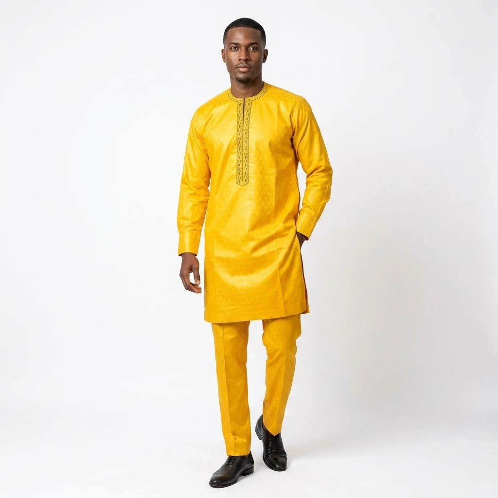 Ensemble Bazin Jaune Moutarde