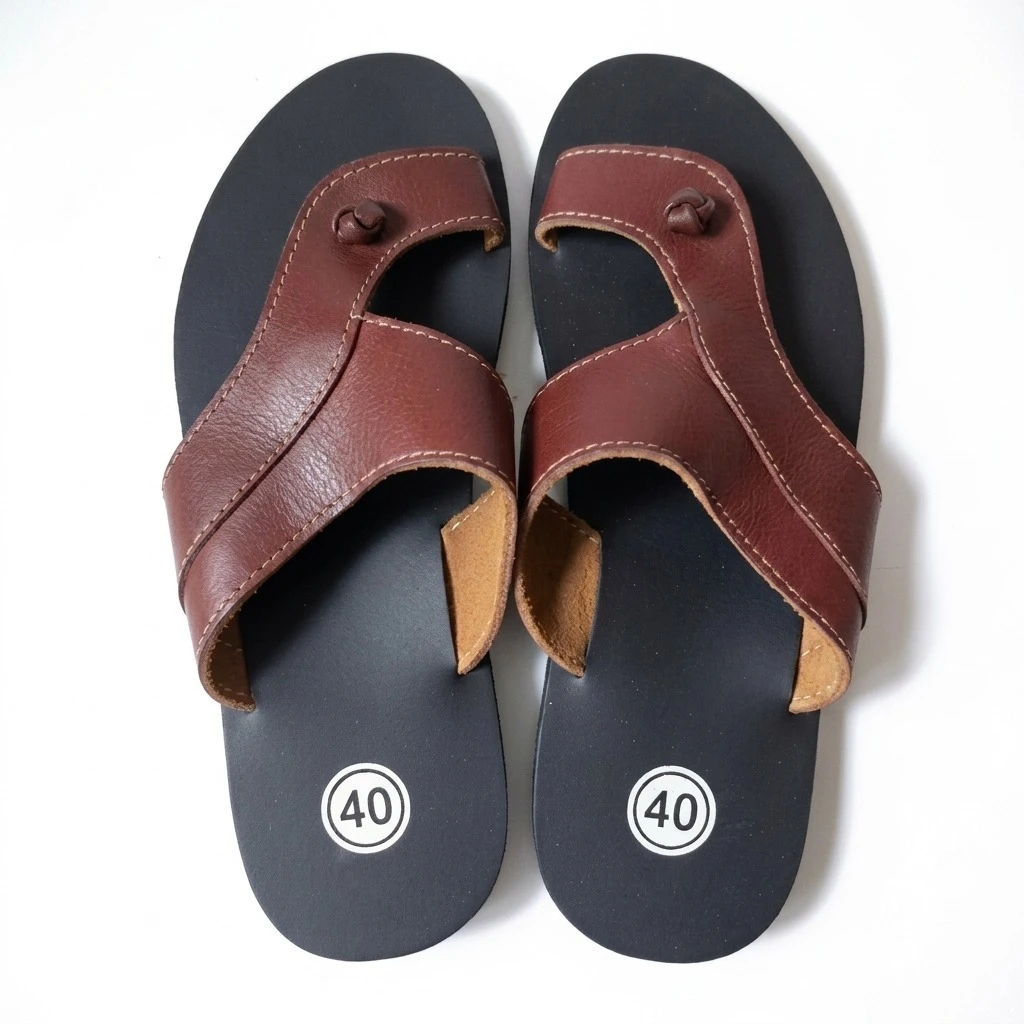 Sandales Cuir Marron à Boucle d'Orteil