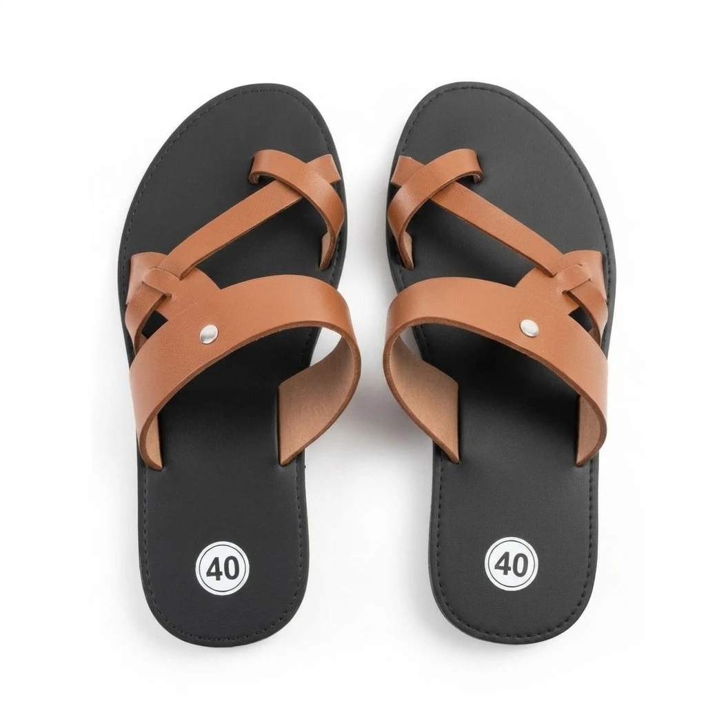Sandales Asymétriques Cuir Camel