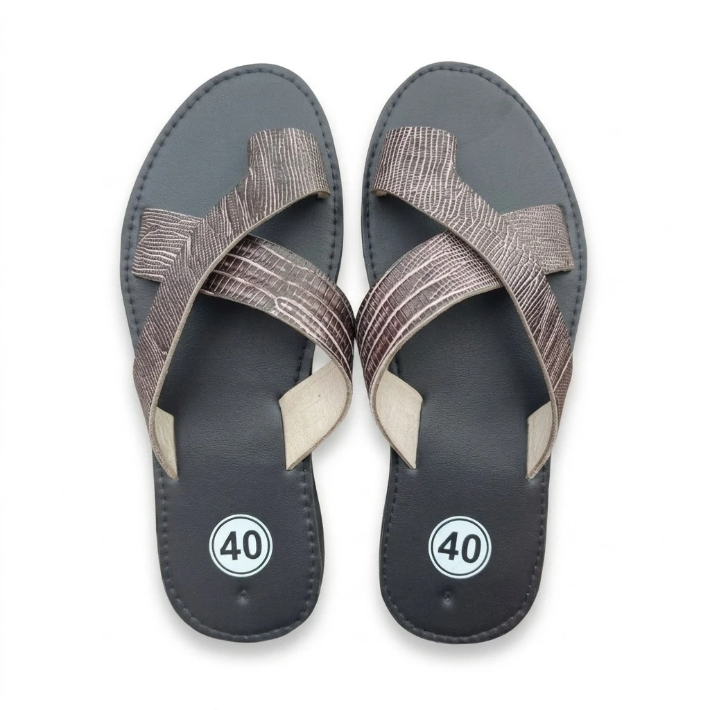 Sandales Croisées Texturées Gris Anthracite
